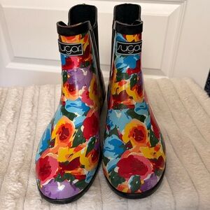 Sugar Multicolor Floral Pattern Rain Boots